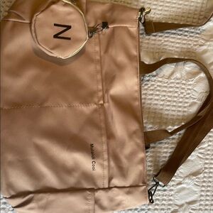 Neutral Cool Beige Tote Bag with Coin Pouch